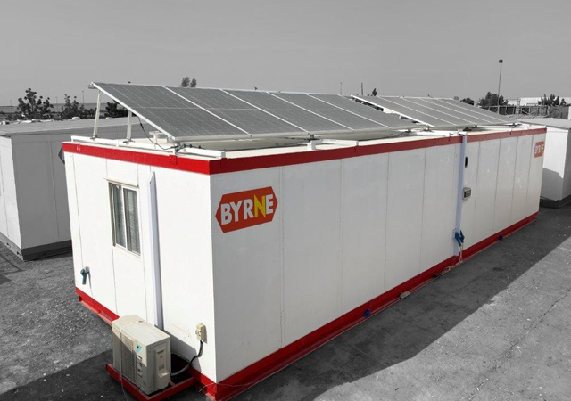 In line with its sustainability focus, Byrne offers solar-powered temporary buildings.